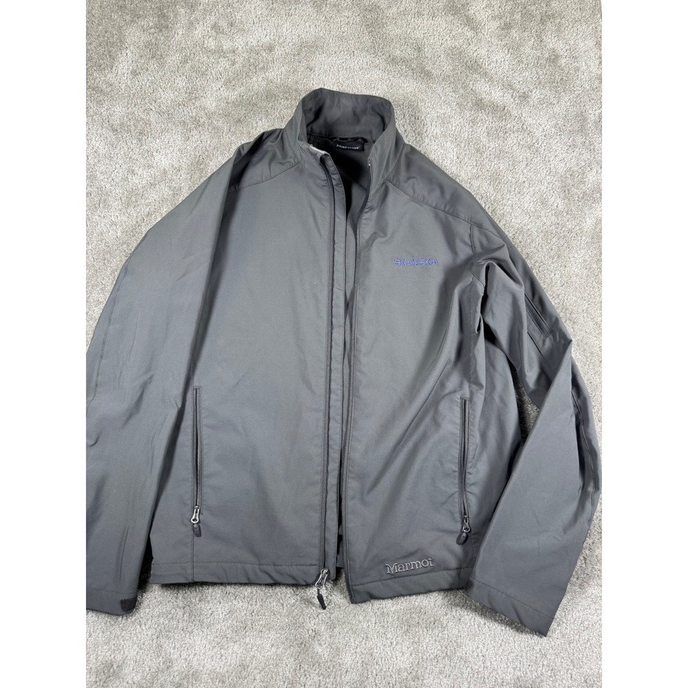 Marmot Mens Gray Softshell Fleece Lined Full Zip Jacket Skanska Logo Size Medium